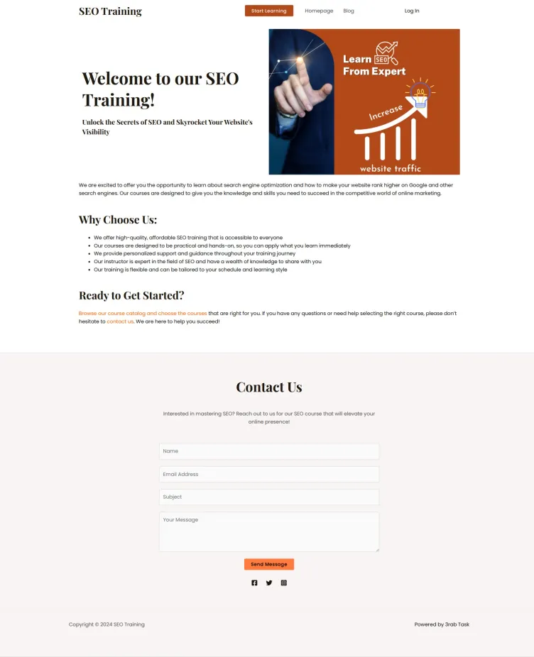 نموذج لتصميم صفحة هبوط جاهزة يمكن طلبه من تصميم عرب تاسك